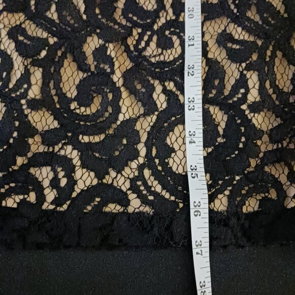 Adrianna Papell Embroidered Lace Overlay Sheath Dress Size 10 Black & Gold/Nude - Picture 14 of 14
